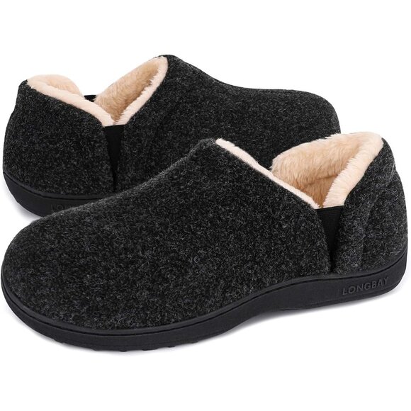 Men's Slippers Warm Bedroom Memory Foam House Shoes Slip-On for Indoor Outdoor W
